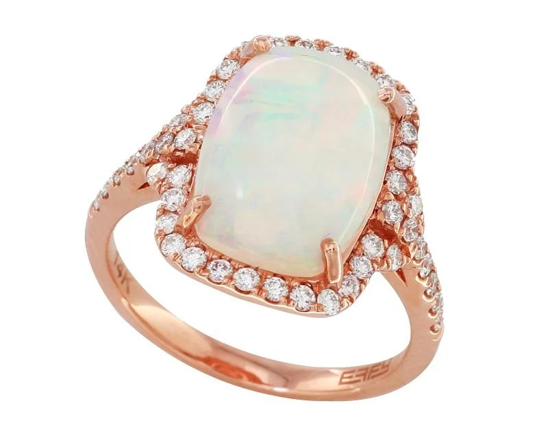 custom wedding rings for ladies-ROSE GOLD OPAL AND DIAMOND RING