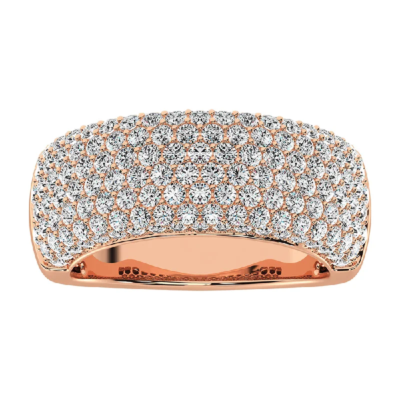 heart-shaped ladies rings-14K Rose Gold 2 Ct.Tw. Diamond Pave Set Fashion Band