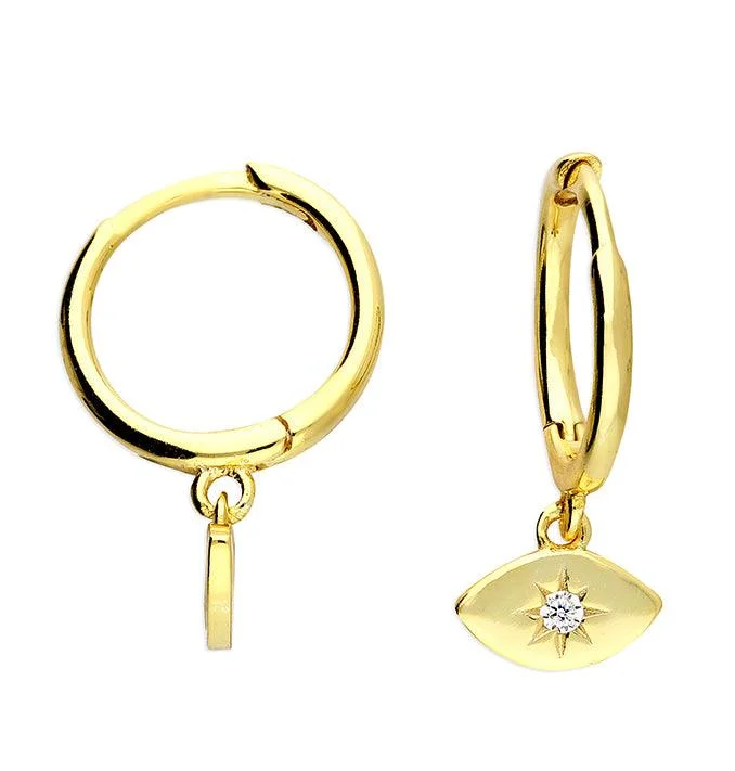 women’s gold hoop earrings-Sparkling Eye of Protection Huggie Earrings