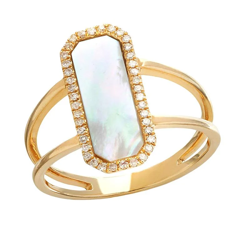 classic ladies rings-MOTHER OF PEARL AND DIAMOND HALO RING