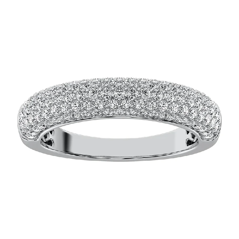 boho style ladies rings-14K White Gold 3/4 Ct.Tw. Diamond Pave Set Fashion Band