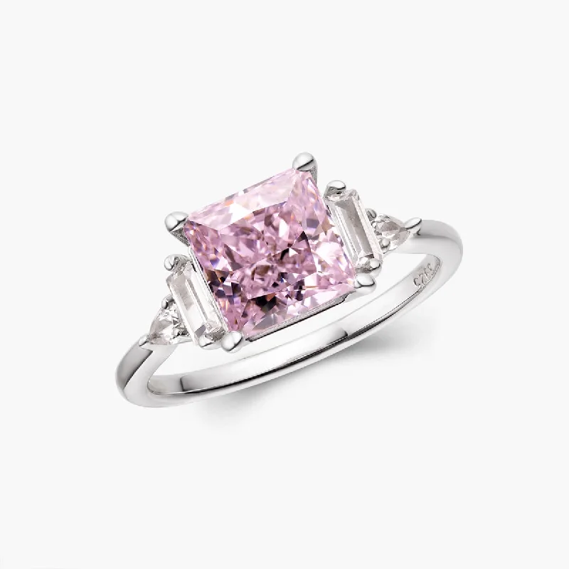 heart-shaped ladies rings-Crushed Ice Square | Centrepiece Ring | Colours