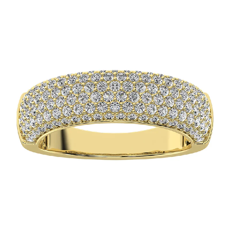 ladies rings with white diamonds-14K Yellow Gold 1 Ct.Tw. Diamond Pave Set Fashion Band