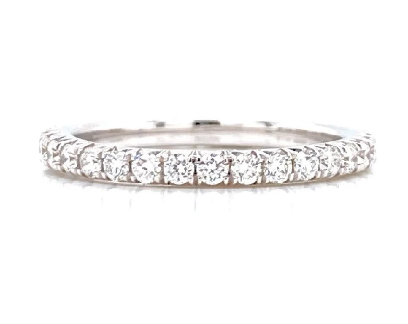 statement ladies rings-14K White 0.80ct Diamond French Cut Eternity Band