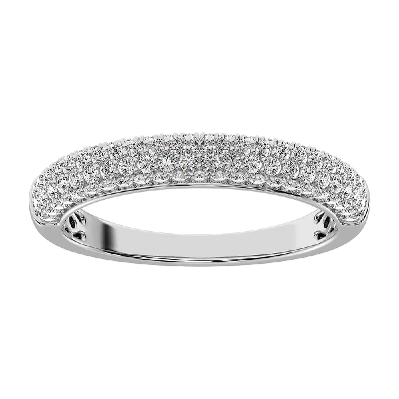 ladies rings with rubies-14K White Gold 1/2 Ct.Tw. Diamond Pave Set Fashion Band