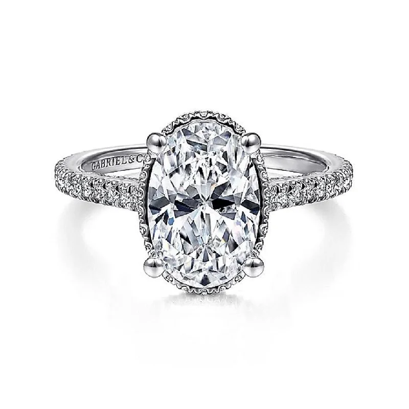 affordable princess-cut engagement rings for women-14K White Gold 'Camden' Hidden Halo Oval Diamond Engagement Ring