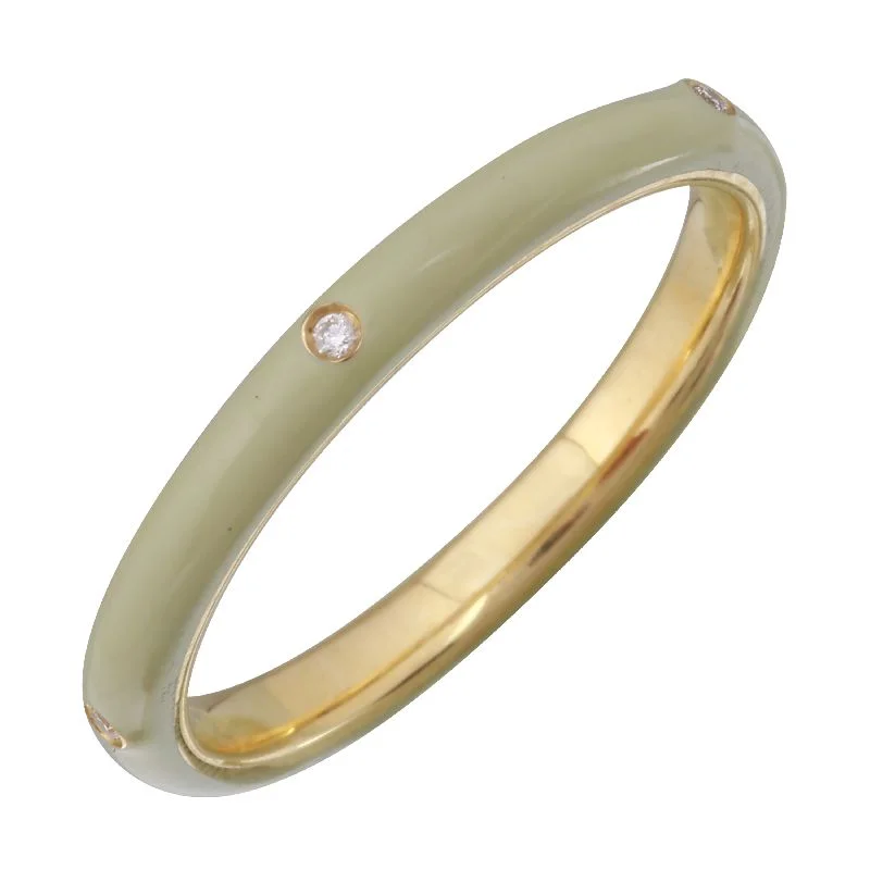 ladies rings for mothers-14k Yellow Cool Grey Enamel & Diamond Ring