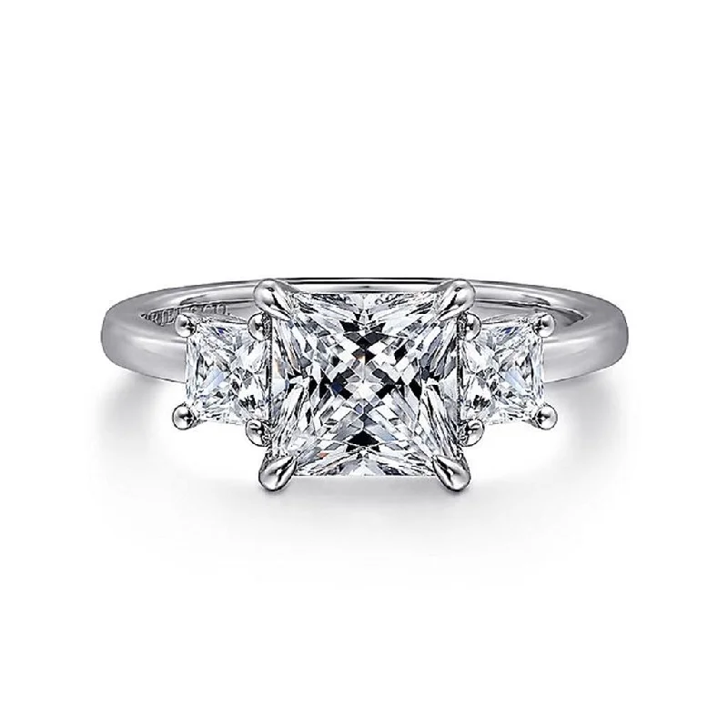 women’s engagement rings with custom-made designs-14K White Gold 'Antonia' Three Stone Princess Diamond Engagement Ring