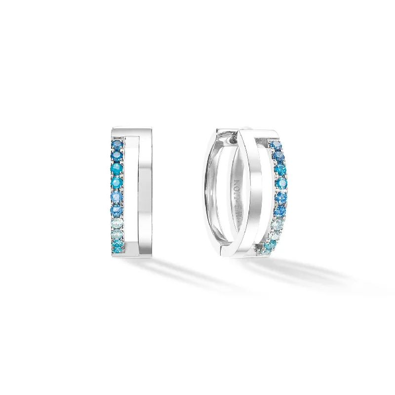 women’s birthstone earrings-Coeur De Lion Eternal Unity Silver Blue Hoop Earrings