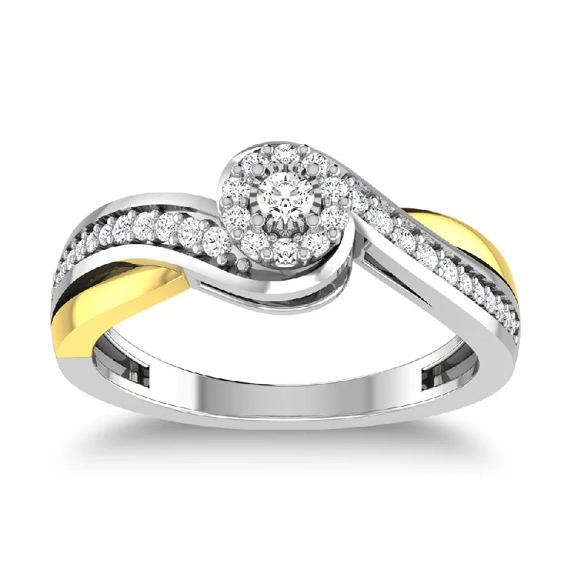 statement ladies rings-10K White Gold 1/4 Ct.Tw. Diamond Twisted Ring