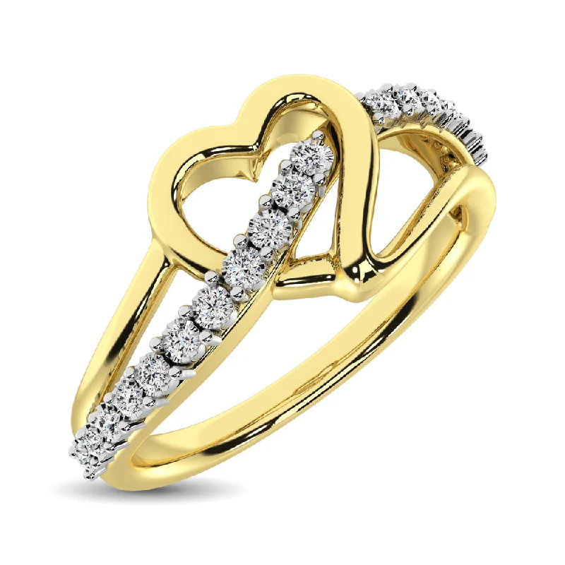 ladies rings for mothers-10K Yellow Gold 1/20 Ct.Tw. Diamond Heart Ring