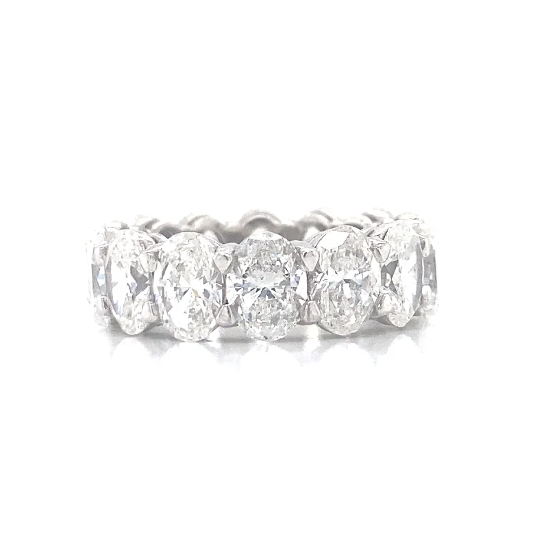 ladies rings with birthstones-Platinum Diamond Oval Cut Eternity Band