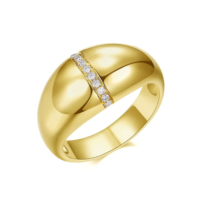 delicate ladies rings-14K Yellow Gold Diamond Dome Polished Ring