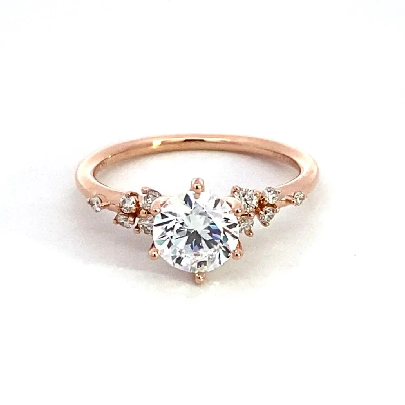 women’s engagement rings with delicate diamond bands-14K Rose Gold 'Reena' Classic Round Diamond Engagement Ring