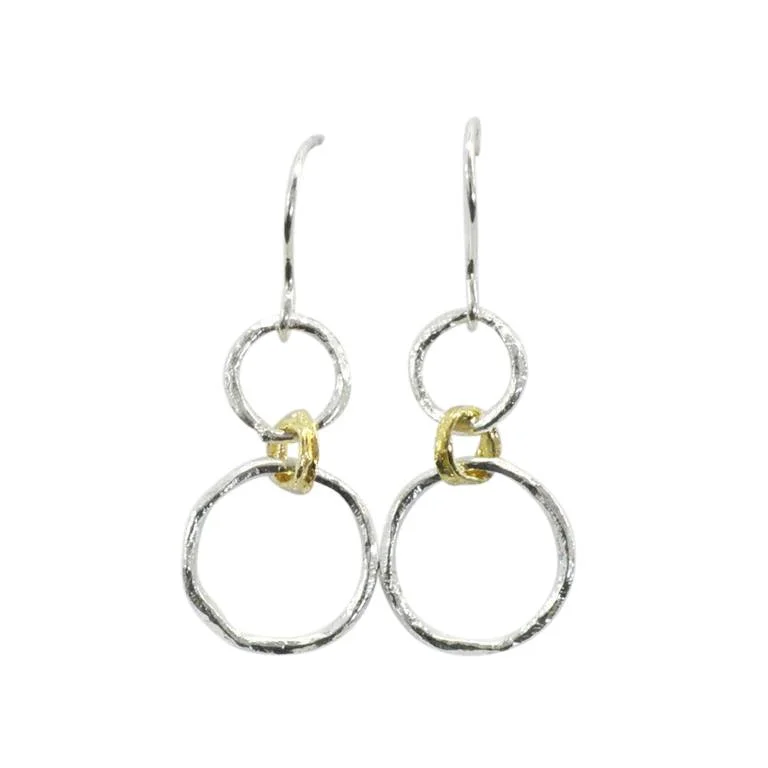 custom ladies earrings-Circle Chain Drop Earrings - 18ct Gold Vermeil and Sterling Silver