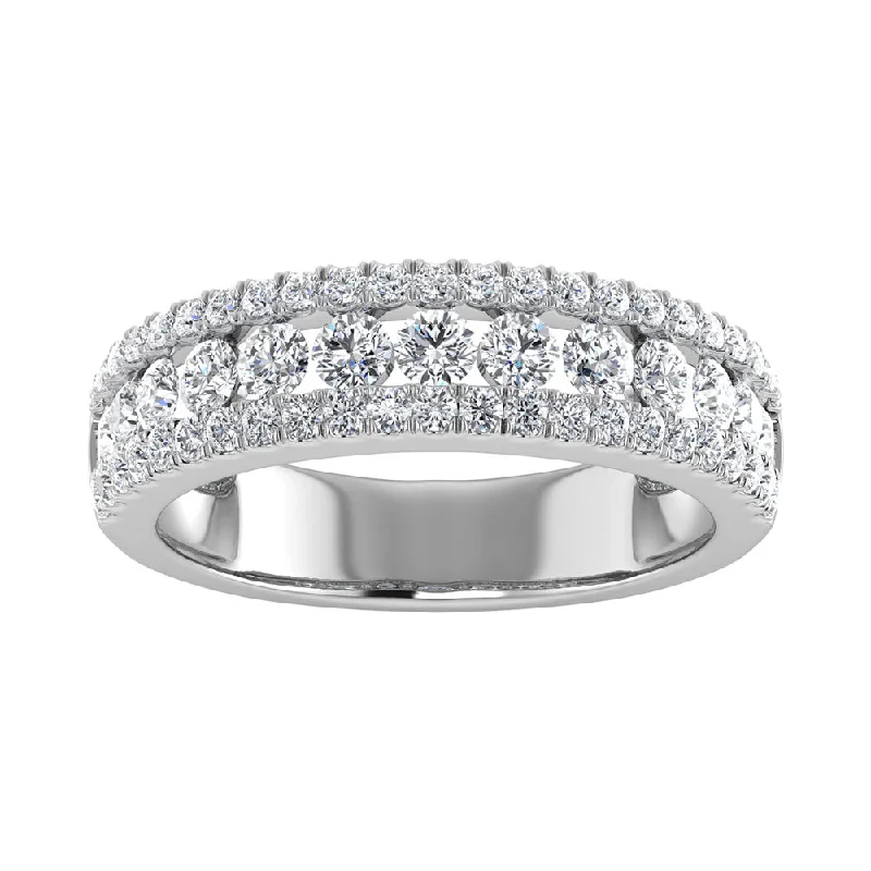 affordable sterling silver ladies rings-Diamond 1 Ct.Tw. Fashion Band in 14K White Gold