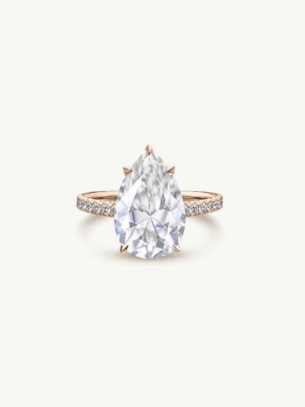 engagement rings for women with cushion-cut diamonds-Safaa Pear-Shaped Brilliant Diamond Engagement Ring In 18K Rose Gold