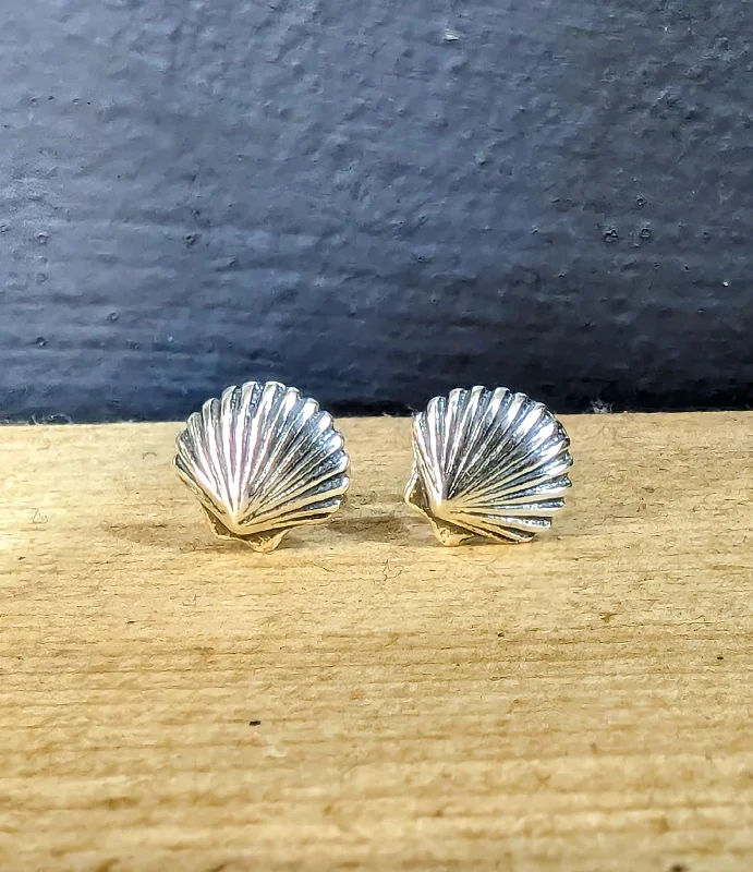 luxury hoop earrings for women-Kingsley Ryan Sterling Silver Sea Shell Stud Earrings