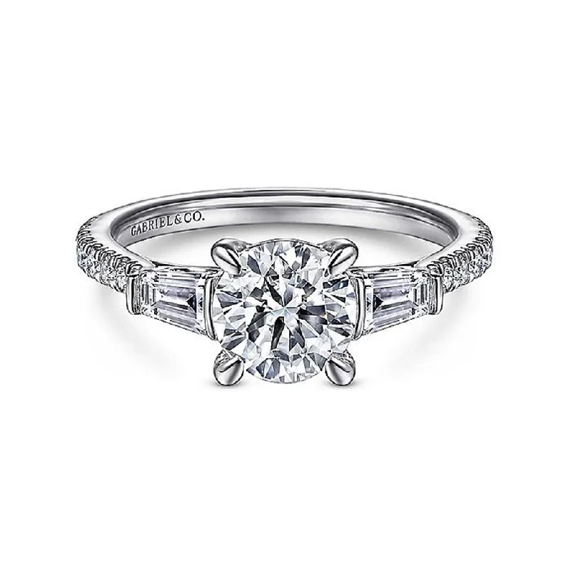 engagement rings with vintage style diamonds-14K White Gold 'Tierra' Three Stone Diamond Engagement Ring