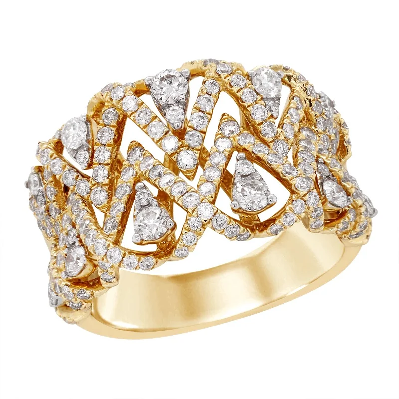 classic ladies rings-YELLOW GOLD FASHION RING WITH 184 DIAMONDS, 1.40 CT TW