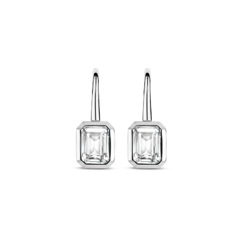 personalized ladies earrings-Ti Sento Silver Earrings with Cubic Zirconia Stones